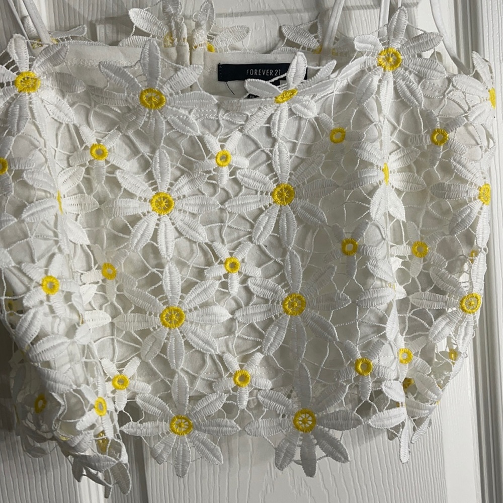 white floral crop top